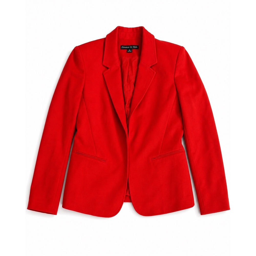 Preston & York Women's Size 6 Red Blazer Jacket Tailored Career Workwear Classic